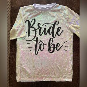 Why Dress Iridescent Sequin Bride to Be One Size Tunic Shirt Dress Crew Neck
